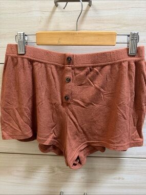 NAADAM Ribbed Modal Cashmere Blend Lounge Shorts - Rusted Terracotta Size M #046